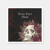 Serviette En Papier Crânes Roses Bordeaux Noir Grunge Personnalisé (Devant)