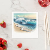Serviette En Papier Crashing Ocean Waves Rustic Coastal Beach Wedding (En situation)