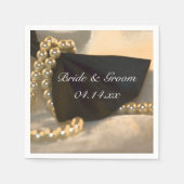 Serviette En Papier Cravate Black Bow et Mariage White Pearl (Devant)