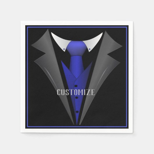 Serviette En Papier Cravate Bleu doux classique 2 (Devant)