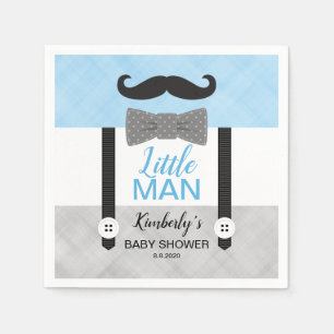 Serviette En Papier cravate de bébé bleu gris baby shower