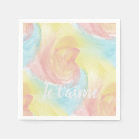 Serviette En Papier Cravate-Dye Retro Pastel Peinture d'Aquarelle dans (Devant)