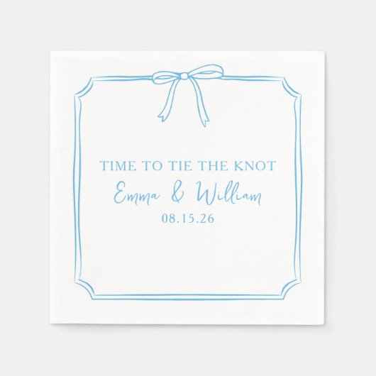 Serviette En Papier "Cravate Le noeud" Bow Classic Blue Chic Mariage (Devant)