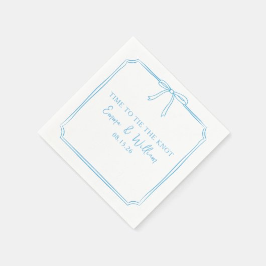 Serviette En Papier "Cravate Le noeud" Bow Classic Blue Chic Mariage (Coin)