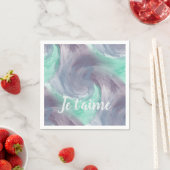 Serviette En Papier Cravate-teinture violet vert peint Aquarelle dans  (En situation)