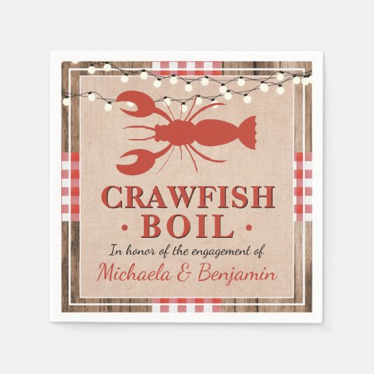 Serviette En Papier Crawfish Boil Homard Engagement Partie Rustique (Devant)