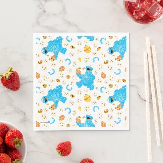 Serviette En Papier Crayon Cookie Monster Cookie Motif (En situation)