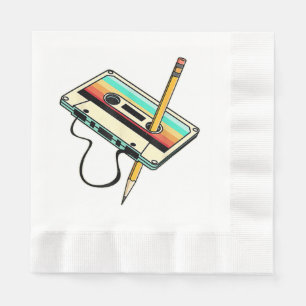 Serviette En Papier Crayon de bande cassette des années 80 jeté rétro