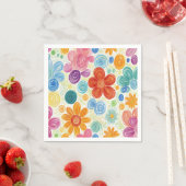 Serviette En Papier Crayon Doodle Daisy Design (En situation)