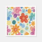 Serviette En Papier Crayon Doodle Daisy Design (Devant)