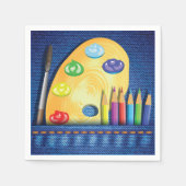 Serviette En Papier Crayons Et Peinture Artiste Papier Serviettes (Devant)