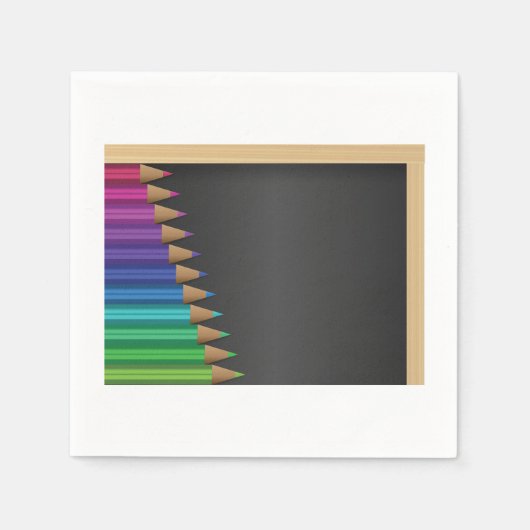 Serviette En Papier Crayons Sur Papier Noir (Devant)