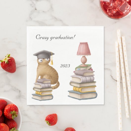 Serviette En Papier Crazy cat graduation 2023 serviettes (En situation)