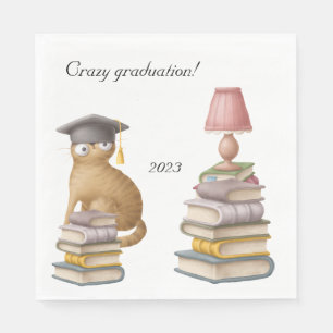 Serviette En Papier Crazy cat graduation 2023 serviettes