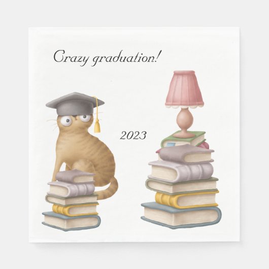Serviette En Papier Crazy cat graduation 2023 serviettes (Devant)