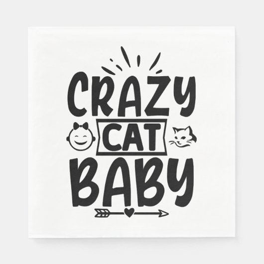 Serviette En Papier Crazy chat bébé (Devant)