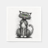 Serviette En Papier Crazy Chat Sur Blanc (Devant)