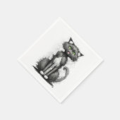 Serviette En Papier Crazy Chat Sur Blanc (Coin)