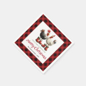 Serviette En Papier Crazy Christmas chickens napkin editable name set (Coin)