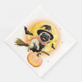 Serviette En Papier Crazy Happy Halloween Carlin chevaucher une chambr (Coin)