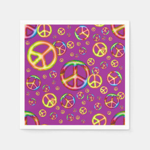 Serviette En Papier Crazy Kids Colors-PEACE OUT-Purple Papier serviett