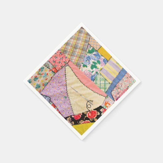 Serviette En Papier Crazy Patchwork Quilt Avec Zigzag Stitch (Coin)