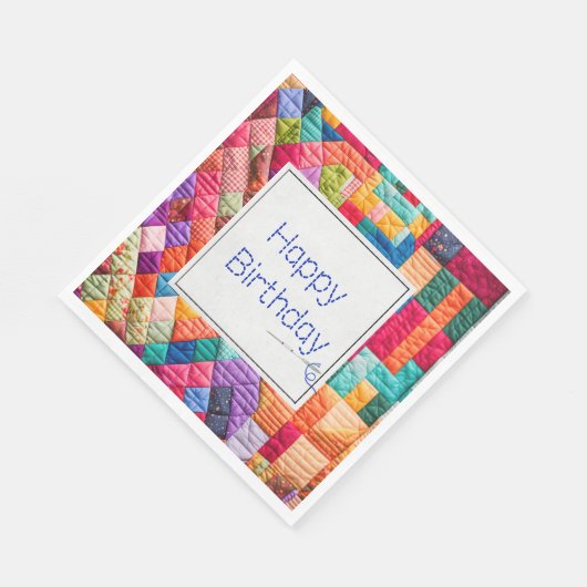 Serviette En Papier Crazy Quilt et Aiguille Pour Anniversaire (Coin)