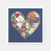 Serviette En Papier Crazy Quilt Heart Sur Bleu (Devant)