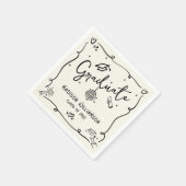 Serviette En Papier Cream Black Hand Drawn Doodles Graduation Retro (Coin)