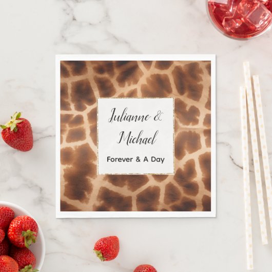 Serviette En Papier Cream Brown Giraffe Mariage animal (En situation)