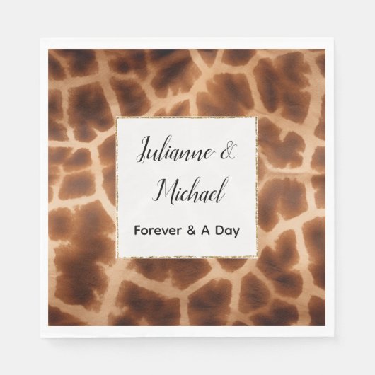 Serviette En Papier Cream Brown Giraffe Mariage animal (Devant)