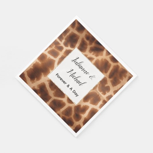 Serviette En Papier Cream Brown Giraffe Mariage animal (Coin)
