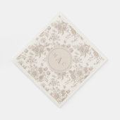 Serviette En Papier Cream Chinoiserie Monogram Mariage Cocktail (Coin)