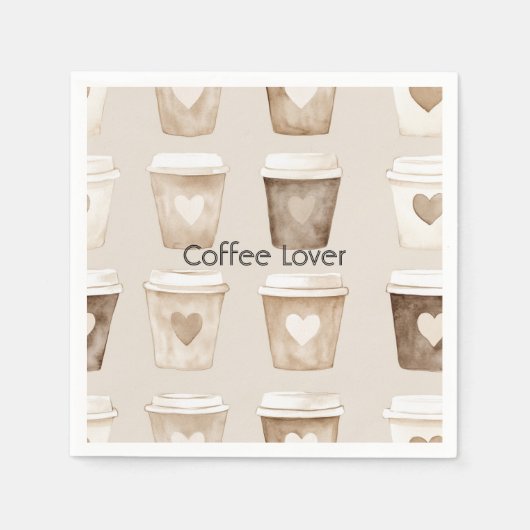 Serviette En Papier Cream Coffee Heart Cups (Devant)