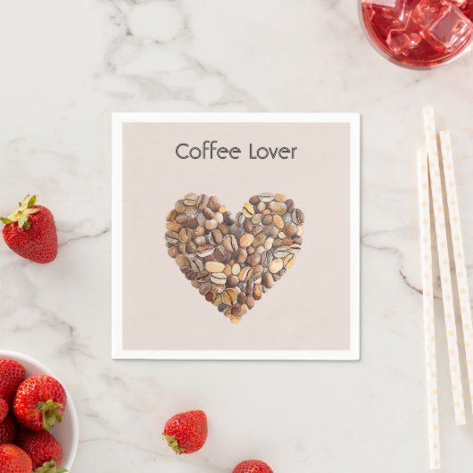 Serviette En Papier Cream Coffee Heart Cups (En situation)