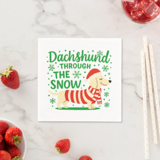Serviette En Papier Cream Dachshund Christmas Napkins