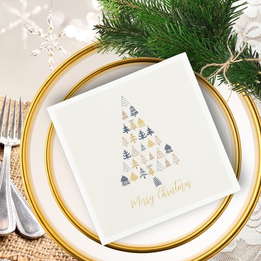 Serviette En Papier Cream Festive Jouer Doodles Arbre de Noël