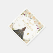 Serviette En Papier Cream Floral Brunette Coiffeuse Fille Anniversaire (Coin)