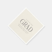 Serviette En Papier Cream Gray Personalized Minimalist Grad Party (Coin)