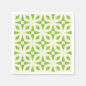 Serviette En Papier Cream green geometric tile pattern mosaic 70 s (Devant)