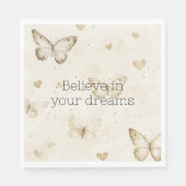 Serviette En Papier Cream Hearts Butterflies Birthday (Devant)
