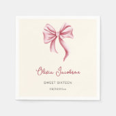 Serviette En Papier Cream Pink Bow Girl Sweet 16 Birthday Party (Devant)