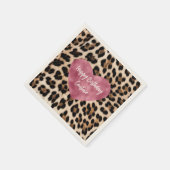 Serviette En Papier Creamme Brown Léopard Coeur (Coin)