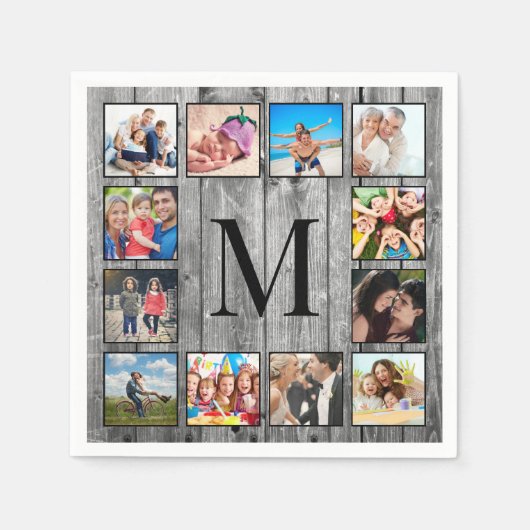Serviette En Papier Create Your Custom Photo Collage Rustic Farmhouse (Devant)