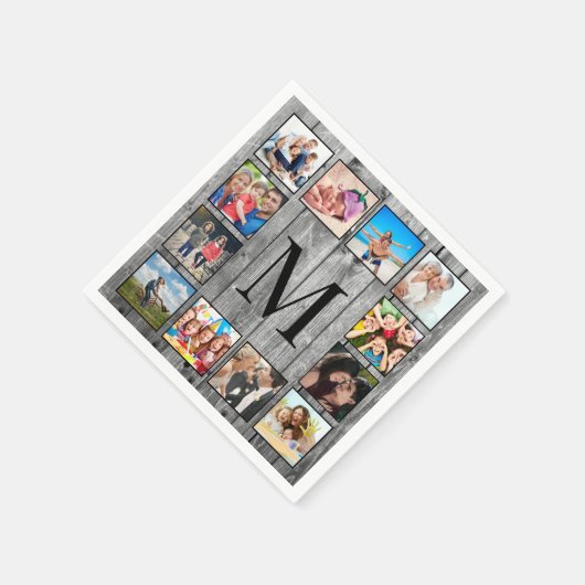 Serviette En Papier Create Your Custom Photo Collage Rustic Farmhouse (Coin)