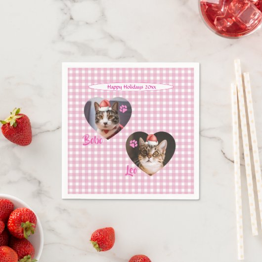 Serviette En Papier Create Your Own Cute Cat 2 Photo Script Holiday (En situation)