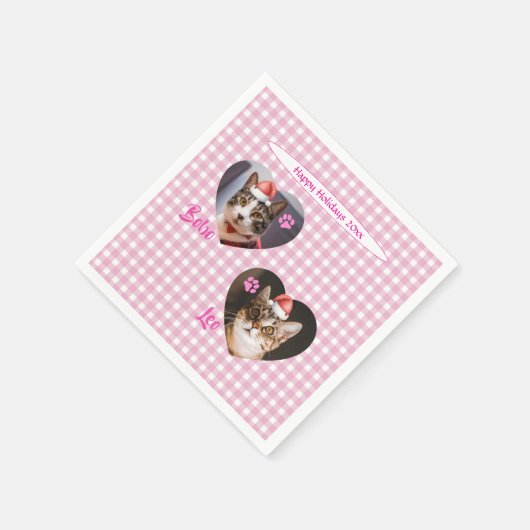 Serviette En Papier Create Your Own Cute Cat 2 Photo Script Holiday  (Coin)