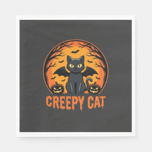 Serviette En Papier Création graphique de chat effrayant Halloween cha