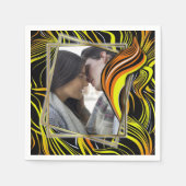 Serviette En Papier Creative Black, Yellow & Orange sans fil abstraits (Devant)