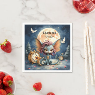 Serviette En Papier Créature de Fantaisie Mignonne au Clair de Lune